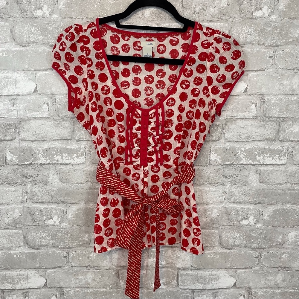 Anthropologie Odille Polka Dot Blouse